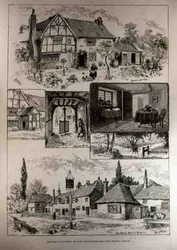 Skizzen in Chalfont St. Giles, Buckinghamshire, mit Miltons Cottage
